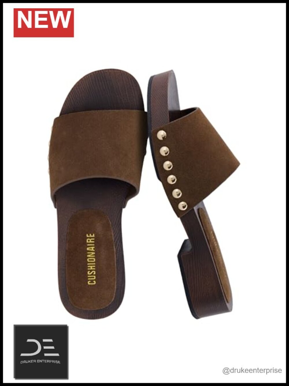 Genuine Leather Suede Slides Women Slip On Low Heeled Dress Sandal Studded